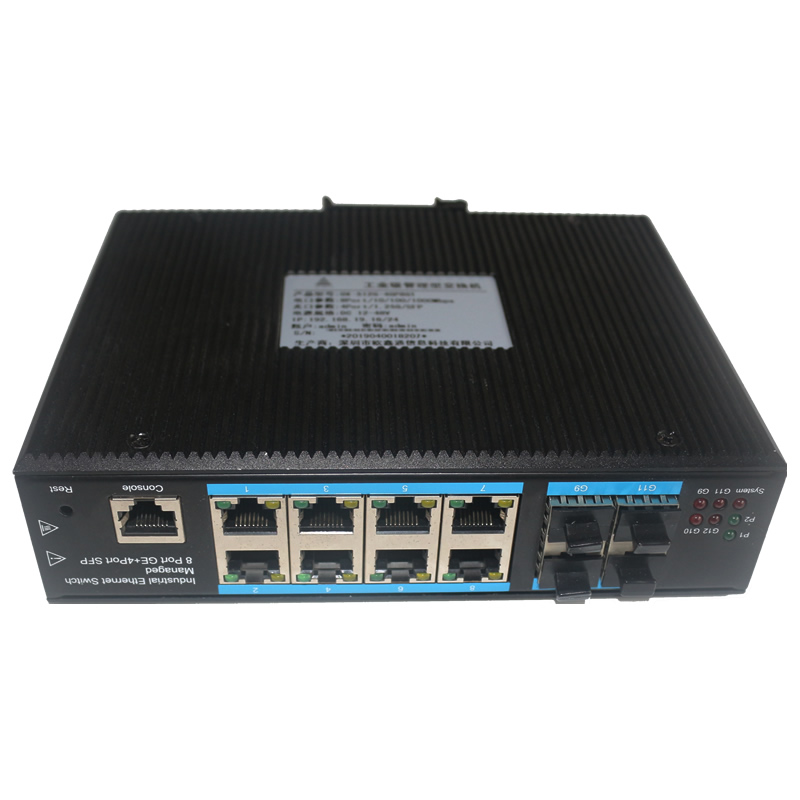 Industrial grade Gigabit 4-Optical 8-Grid Tube Switch OX-512G-4GP8GT