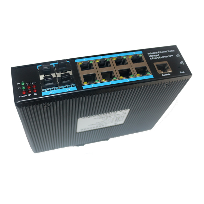Industrial grade Gigabit 4-Optical 8-Grid Tube Switch OX-512G-4GP8GT
